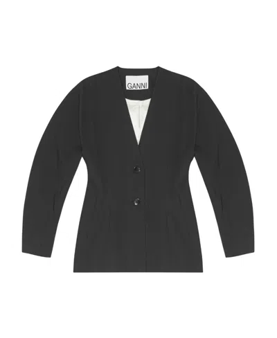 GANNI GANNI SINGLE-BREASTED STRAIGHT HEM BLAZER