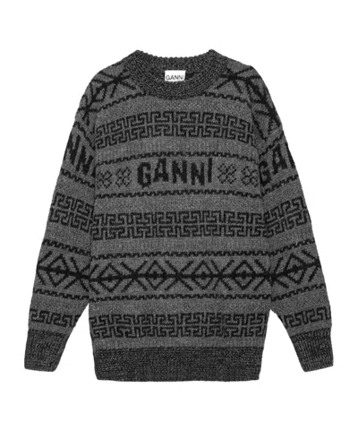 Ganni Long-sleeved Sweater In Black