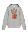 Ganni Bear Print Hooded Sweatshirt In Gray