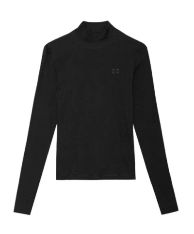 Ganni Long-sleeved T-shirt In Black