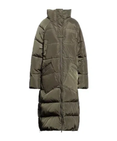 Ganni Longline Cotton Jacket In Green