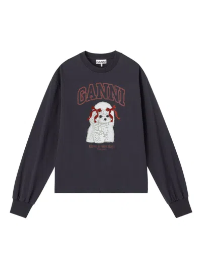Ganni Long-sleeve Sweatshirt In Black