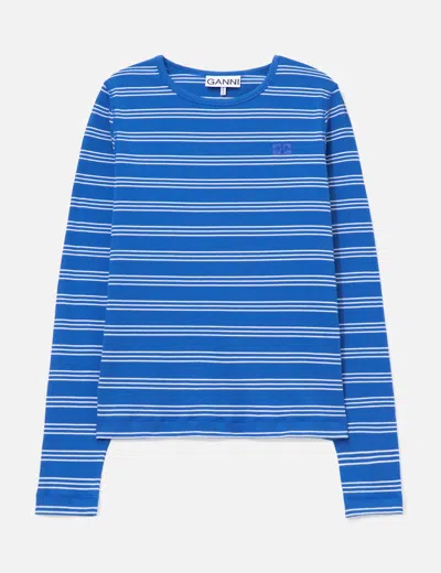 Ganni Long-sleeve Top With Stripes In Blue