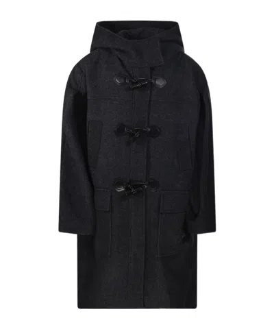 Ganni Long-sleeved Hooded Coat In Black