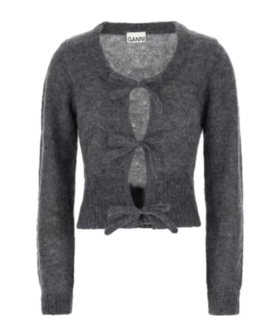 Ganni Long-sleeved Knitwear In Gray