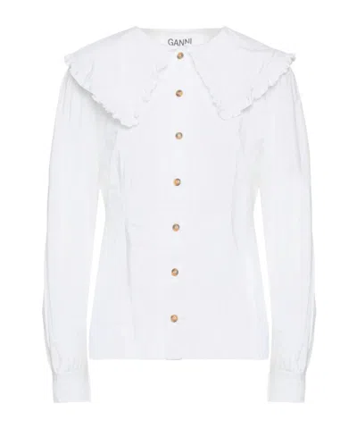 Ganni Double-neck Long-sleeve Shirt In Animal Print