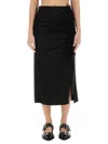 Ganni Drapey Melange Midi Skirt
