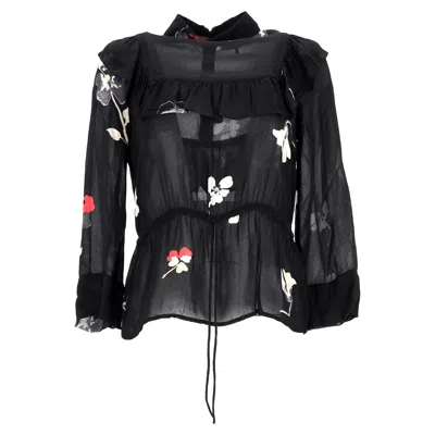 Ganni Lorita Printed Blouse In Black Viscose