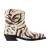 Ganni Zebra-print Synthetic Ankle Boot In Multi