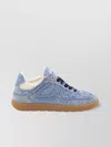 Ganni Low Top Denim Embroidered Sneakers Rubber Sole In Blue