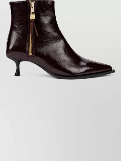Ganni Low-heel Ankle Boots In Brown