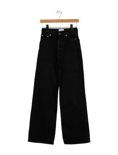 Pre-owned Ganni Low-rise Wide Leg Jeans In Black