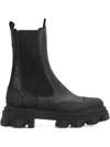 Ganni 55mm Leather Boots With Ankle Height In Black