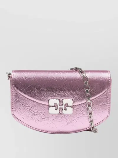 Ganni Lulu Chain Wallet Synthetic Crossbody Purse In Pink