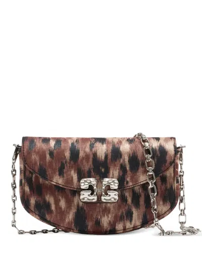 Ganni Lulu Crossbody Bag Chain Strap Pattern In Animal Print