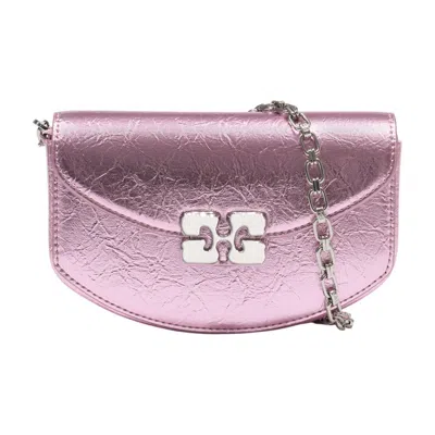 Ganni Lulu Chain Wallet Synthetic Crossbody Purse In Pink