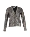 Ganni Lurex Jersey Cardigan In Animal Print Polyester In Multi