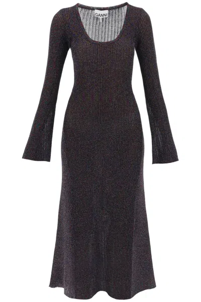 GANNI LUREX-KNIT MIDI DRESS