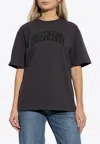 Ganni Embroidered Oversized T In Gray