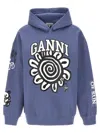 Ganni Isoli Mega Flower Oversized Hoodie In Light Blue