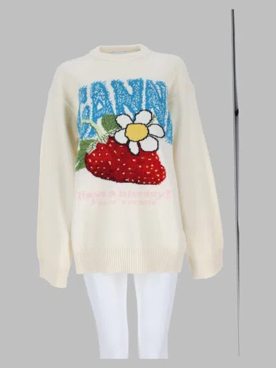 Ganni Maglia Con Logo In Nude