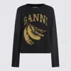 Ganni Jersey With Banana And Logo In Black