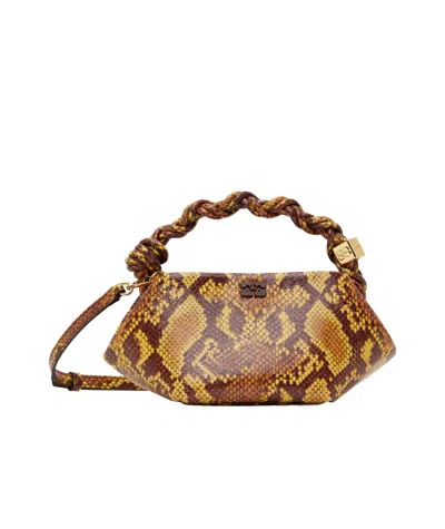 Ganni Magnetic Buckle Shoulder Bag In Brown