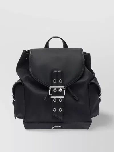 GANNI MAGNETIC POCKETS FLAP BACKPACK HANDLE