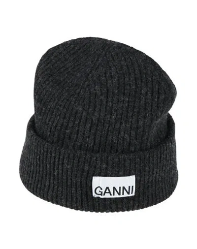 Ganni Man Hat Charcoal Size Onesize Wool, Recycled Wool, Recycled Polyamide In Grey