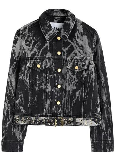 Ganni Heavy Denim Jacket In Animal Print