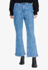 Ganni Marbled Flared Jeans In Blue