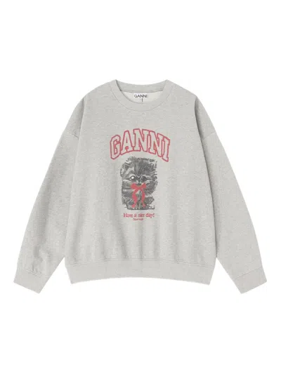 GANNI GANNI MARGOT KITTY ORGANIC COTTON SWEATSHIRT