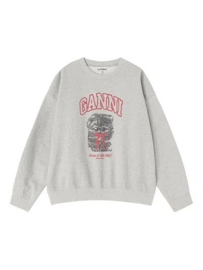 GANNI GANNI MARGOT KITTY ORGANIC COTTON SWEATSHIRT