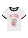 Ganni Graphic Print Crew Neck Short Sleeve Top In Multi