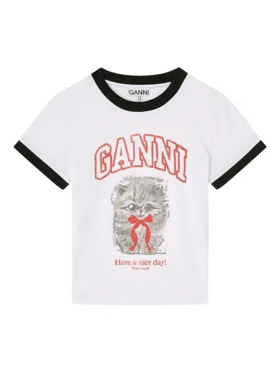GANNI GANNI MARGOT KITTY ORGANIC COTTON T-SHIRT