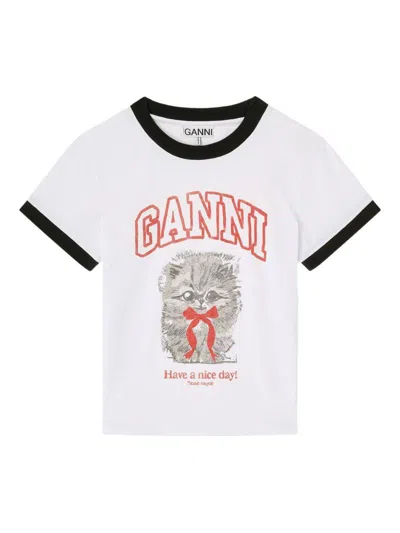 GANNI GANNI MARGOT KITTY ORGANIC COTTON T-SHIRT