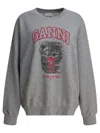 Ganni Margot Kitty Print Sweatshirts Grey In Gray