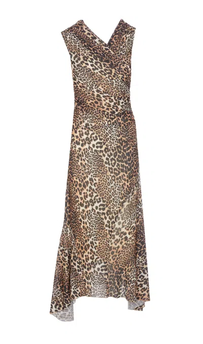 GANNI MARL MESH LEOPARD DRESS