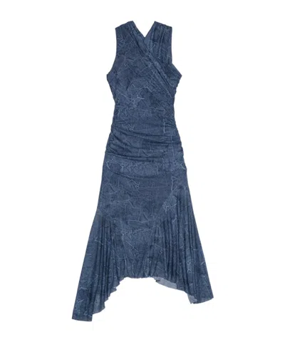 GANNI GANNI V-NECK ASYMMETRIC MAXI DRESS