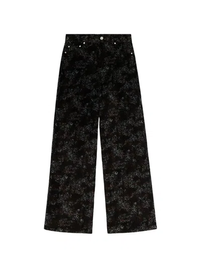 Ganni Marri Jeans In Printed Denim In Black