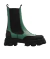 Ganni Colour-block Leather Ankle Boots In Black