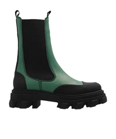 GANNI GANNI COLOUR BLOCKED ROUND TOE ANKLE BOOTS