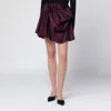 Ganni Asymmetrical Mini Skirt Satin Finish In Purple