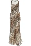 Ganni Printed Chiffon Square-neck Sleeveless Maxi Dress In Beige