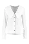 Ganni Ruffled Collar Blouse Featuring Pleats