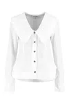 Shop Ganni Maxi Collar Cotton Shirt