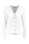 Ganni Ruffled Collar Blouse Featuring Pleats