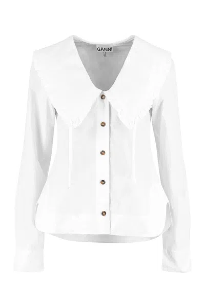 GANNI GANNI MAXI COLLAR COTTON SHIRT