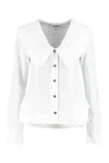 Ganni Ruffled Collar Blouse Featuring Pleats