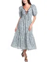 Ganni Shirred Printed Cotton-poplin Midi Dress
